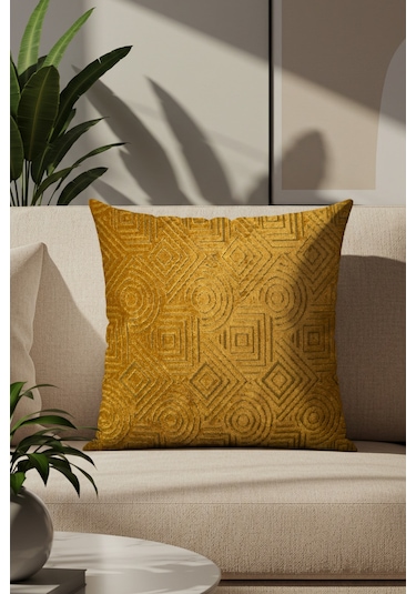 Sezyon Mira Desenli 45 45 Hardal Kırlent Kılıfı Hardal