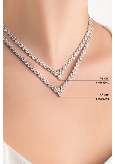 Yıldızlı Geceler 18 Ayar Beyaz Altın Kaplama Gümüş Tasarım Gerdanlık Beyaz