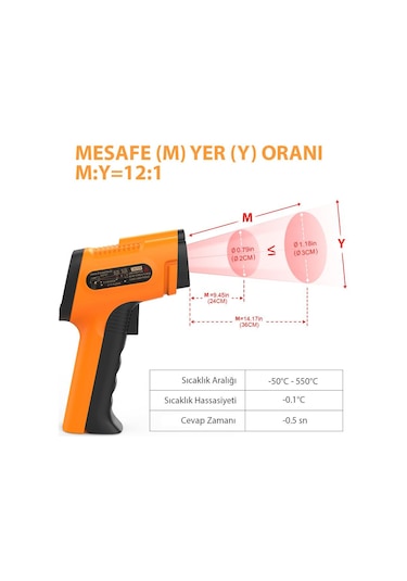 ThermoPro TP30 Endüstriyel Kızılötesi Katı-Sıvı Sıcaklık Ölçer - T08656