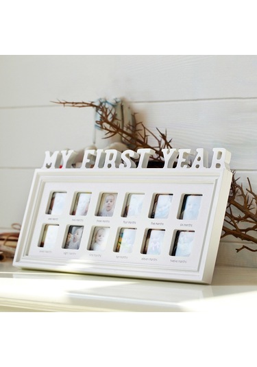 Yaratıcı Dıy Ev Odası Dekorasyonu Bebek Anıtı Büyüyen Fotoğraf Çerçevesi Ekranı Beyaz