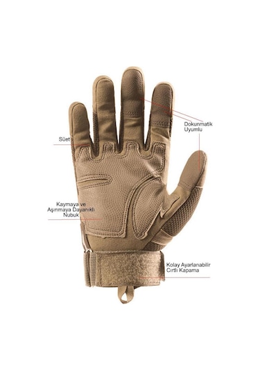 Single Sword Eklem Koruyucu Tam Parmak Motorcu Ve Bisiklet Eldiveni L-bej