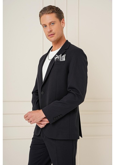 C 691 Slim Fit Siyah Spor Ceket Siyah