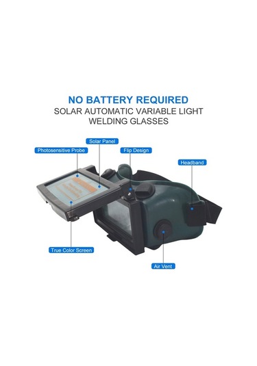 Tongxida Solar Enerjiyle Otomatik Işık Ayarlı Kaynak Gözlüğü - İki Lensli, Güneş Paneli Ve Li-poly Batarya İle, Darbe Ve Zara