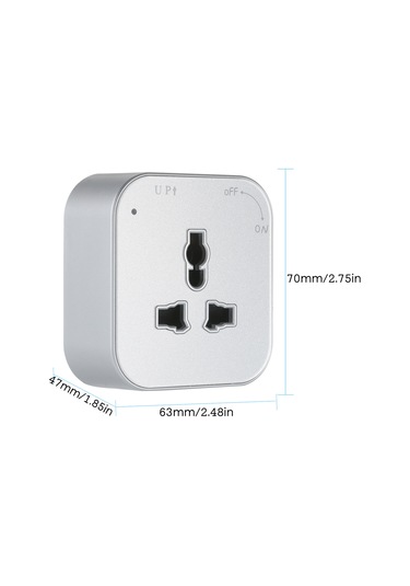 Monyee Güç Ray Sistemi İçin Uçaklı 3-pin Evrensel Soket, Akrilik Malzeme, Esnek Kullanim, Gümüş Renk Gümüş