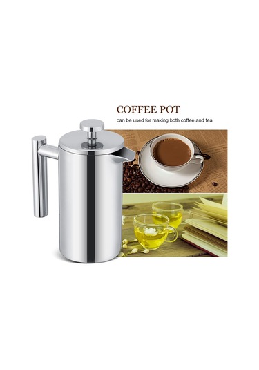 350ml French Press Kahve Kahve French Press French Press Makinesi Gümüş Paslanmaz Çelik Çift Duvarlı Paslanmaz Çelik