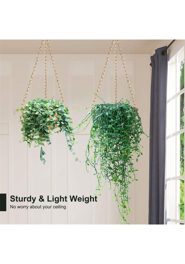 Drenajlı Altın Askılı Saksı, Yarım Daire Askılı Bitki Tutucu