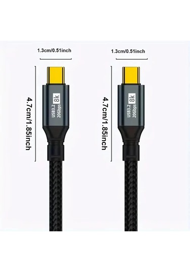 Snapbuy Usb C Kablo 100w Pd3.2 Gen2 20gbps 8k 60hz, Pc/macbook/ipad/iPhone Uyumlu, 15 Pro Maxblack3m