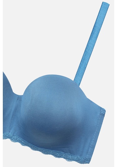 Kadın Dolgusuz Mikro Straplez Sütyen Petrol