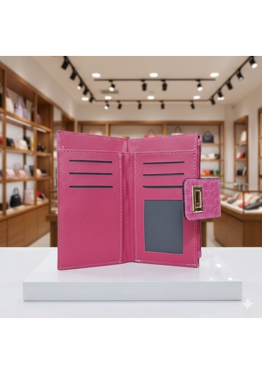 Newish Polo Telefon Bölmeli Klipsli Fermuarlı Portföy Cüzdan Pmb Pembe