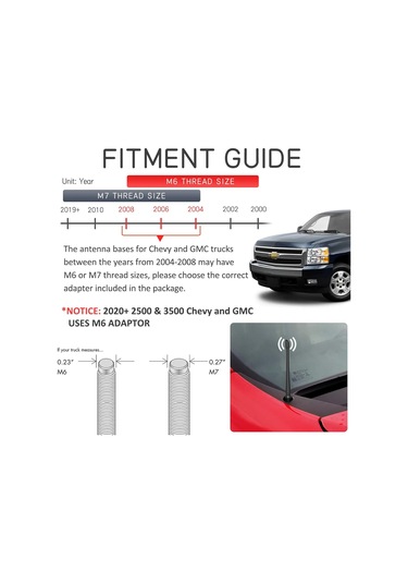 Qingmipy Chevrolet Ve Gmc Araçları İçin 7 İnç Fm/am Sinyal Alıcı Kauçuk Anten - Kolay Kurulum, Yıkama Dayanıklı, Estetik Dekorasyon