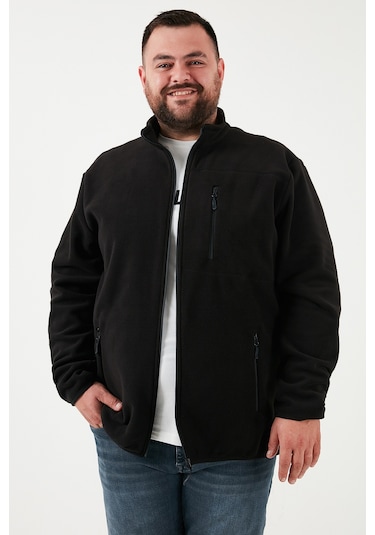 Buratti Regular Fit Dik Yaka Fermuarlı Büyük Beden Polar Erkek Hırka 5906028B Siyah Buratti Regular Fit Dik Yaka Fermuarlı Büyük Beden Polar Erkek Hırka 5906028B Siyah