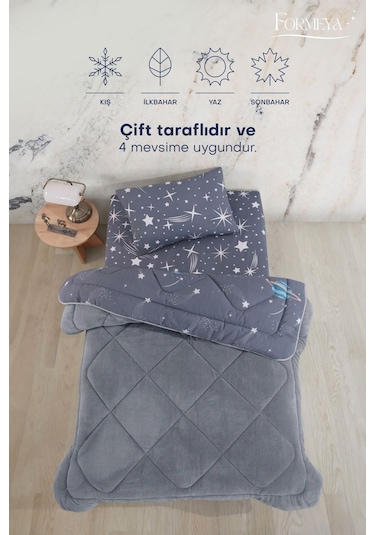 Formeya Astronot Çift Taraflı Welsoft Yorgan Yastık Kılıfı Seti Çarşafsız