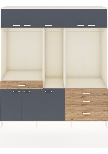 Hyperion Dolap 8 Raflı 4 Çekmeceli 3 Askılı 220x44x243 Aytaşı-antrasit/çam Antrasıt/atlas Çam