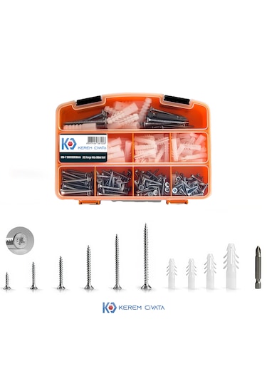 Kerem 312 Parça 12 Çeşit Vida Ve Dübel Seti -takım 20 CM