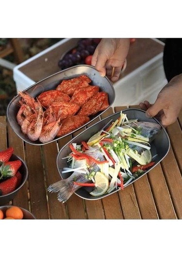 Pazly Titanyum Tabak Seti - Kamp, Bbq, Balık, Salata. Ultra Hafif, Katlanabilir & Çok Renkli. 106g Çok Renkli