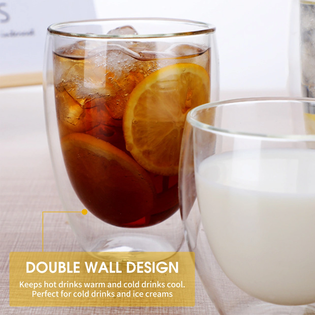 Youtek 450ml Borosilikat Cam, Isıya Dayanıklı Çift Duvarlı, Soğuk Ve Sıcak İçecekler İçin Şeffaf Bardak Çok Renkli