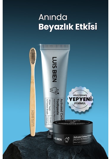Luis Bien Aktif Karbon Diş Temizleme Tozu 50 G + Diş Macunu 75 ML + Bambu Diş Fırçası