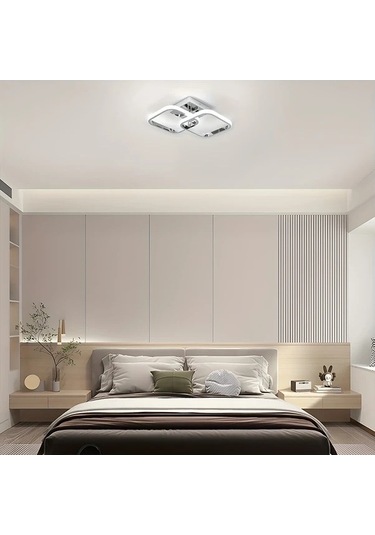 Fastbuy Y Yonca Tasarımlı Led Tavan Işığı - 3 Renkli Parlaklık Ayarı - Mutfak, Yatak Odası Ve Oturma Odası İçin Gümüş Gümüş