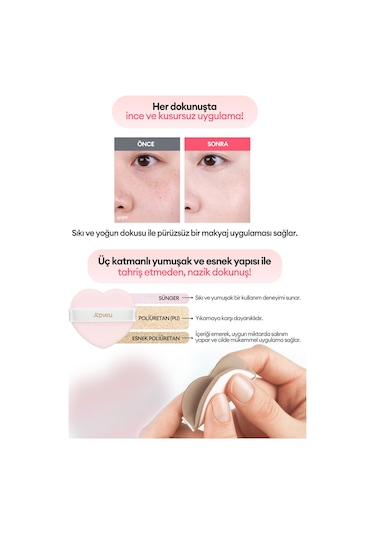 Kalp Şekilli Makyaj Süngeri A'pıeu Juicy Pang Heart Puff