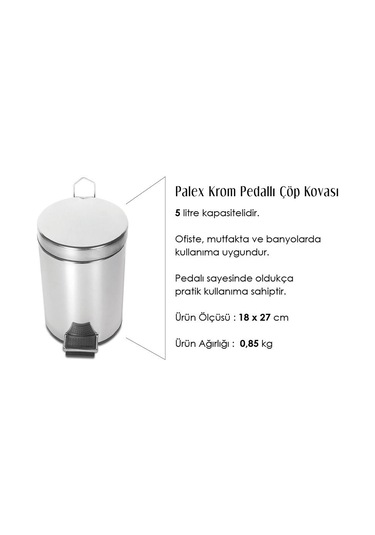 Palex Krom Pedallı Çöp Kovası 5 Litre