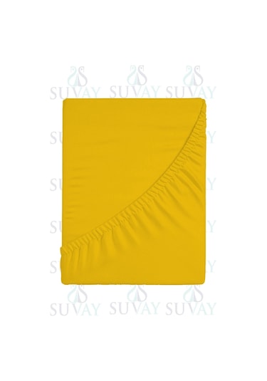 Suvay Penye Lastikli Çarşaf Tek Çift Kişilik Battal Boy %100 Pamuklu Lastikli Penye Çarşaf Sarı