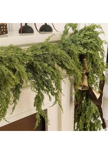 Gajeena Noel Güllemeği 175cm Yeşil Yapay Çam Dalı, Kamin Dekorasyonu, Kışlık Noel Asısı