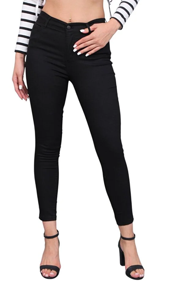 Dar Paça Gabardin Jeans Siyah