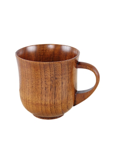 Suntek Ahşap Bardak Küçük Cilalı Basit Saplı Süt İçme Kahverengi