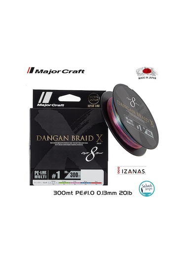 Major Craft Dangan Braid X 8X Ip Misina Pe 1.0 0.13Mm 20Lb/9.07Kg (541707961)