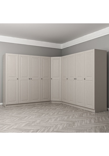 Kale 9 Kapaklı 4 Çekmeceli Köşe Dolap Kumtaşı Mebran İlkbahar 190cm Bej