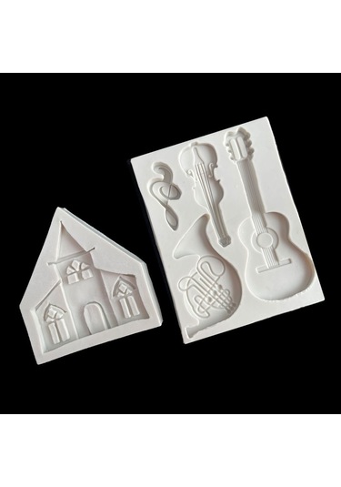 Sones Kale Müzikal Silikon Kalıp Çikolatalı Fondan Kek Dekoru, Stil: