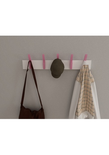 Hepsi3boyutlu Modern Duvar & Kapı Kanca Askılık - 5 Adet Pembe Kanca Askılık - Model No : 3 Pembe