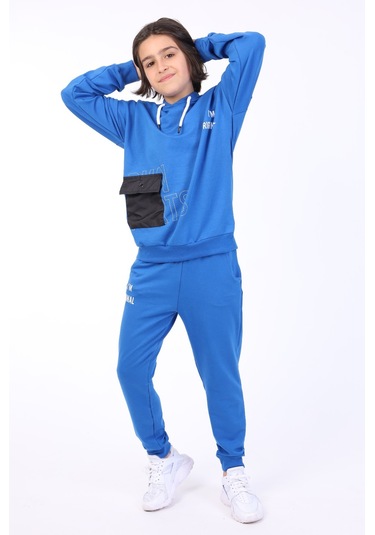 Toontoy Erkek Çocuk I Am Orıgınal Baskılı Eşofman Takım Saks