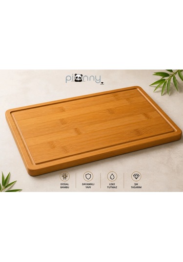 Pionny Bambu Kalın Kesme Tahtası Ve Steak 40x30 Cm Çok Renkli
