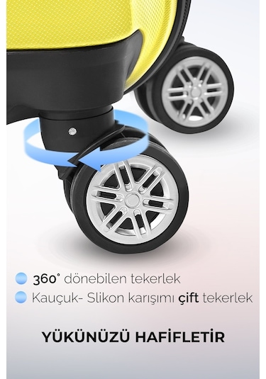 Polo&sky Petek Model Sarı Renk Kabin Boy Valiz Siyah