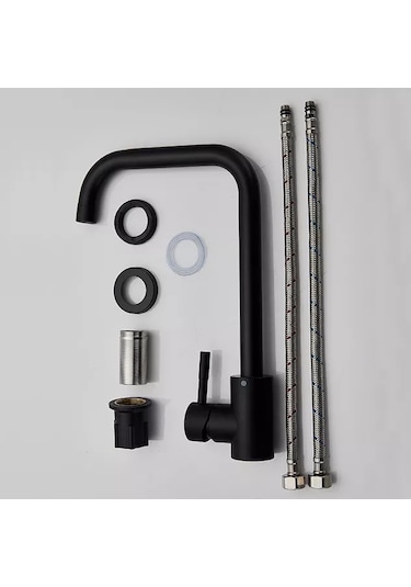 Siyah Mat Mutfak Eviye Bataryası Lavabo Musluğu Matte Black