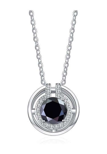 Siyah Bague Ringen Trendy Kadın Mozanit Kolye 1 Karat Vvs D Renk Lab Elmas 8h8a Kesim Zarif S925 Ayar Gümüş Takı Hediye