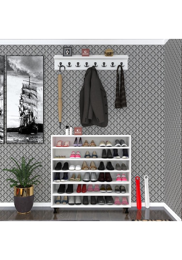 Kenzlife Portmanto Ayakkabılık Ve Askılık Tomak6 Gribyz 98 100 32 Otuz Çift Ayakkabı Kapasitesi