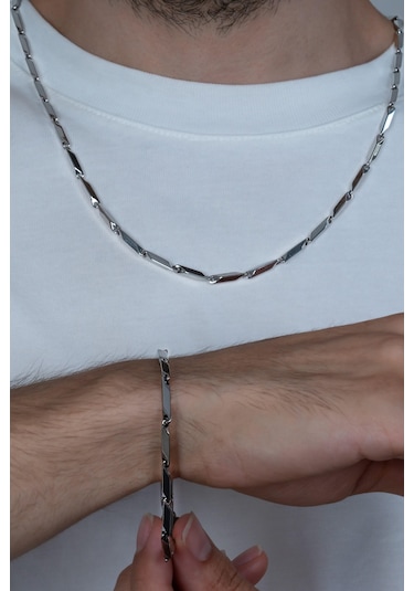 Singapur Erkek Çelik Kolye Ve Bileklik Seti Eck05S (492130602)