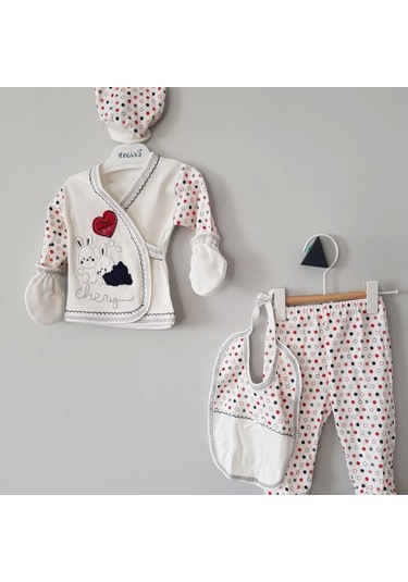 Erkek Bebek Kutulu Tavşan 5li Zıbın Seti Çok Renkli