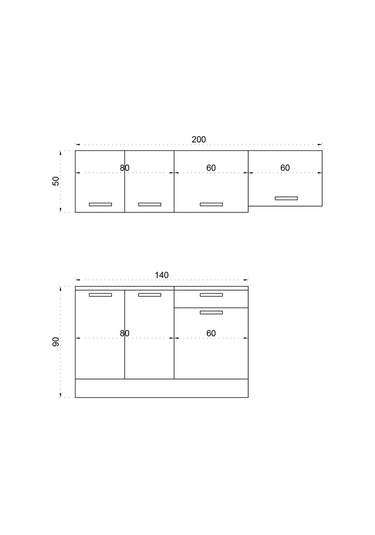 Antino 200 Cm Mutfak Dolabı, Hazır Mutfak Dolabı Tezgah + Çelik Evye Dahil Siyah