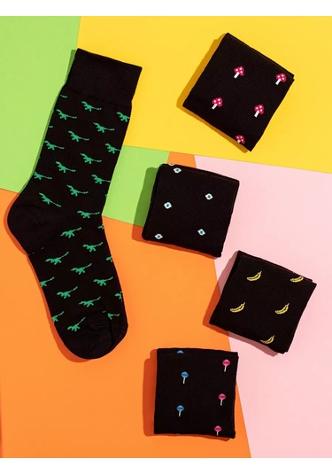 Babushka Basılı Siyah Çoraplar Kutuda 111157385 Siyah