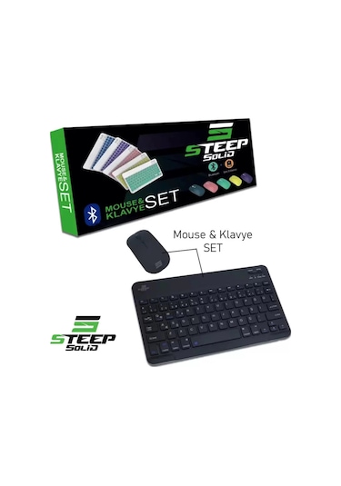 Steep Solid Magic Siyah Şarjlı Bluetooth Klavye Mouse Set Optik