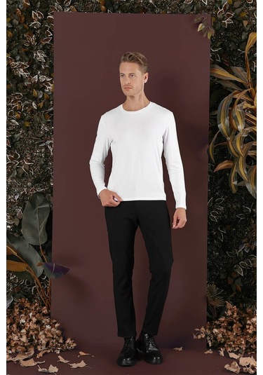 Slim Fit Yan Cepli Dokulu Esnek Casual Siyah Pantolon P 1139 Siyah