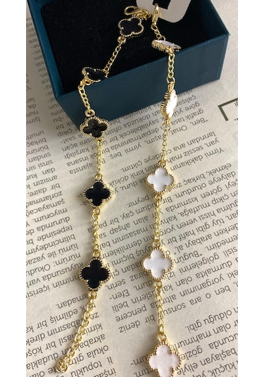 Yonca Çelik Bileklik Siyah Sarı Altın