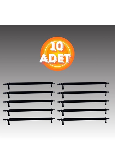 Klipso Mat Siyah 192 Mm Metal Lüks Çekmece Dolap Mobilya Kulpları 10 Adet Siyah