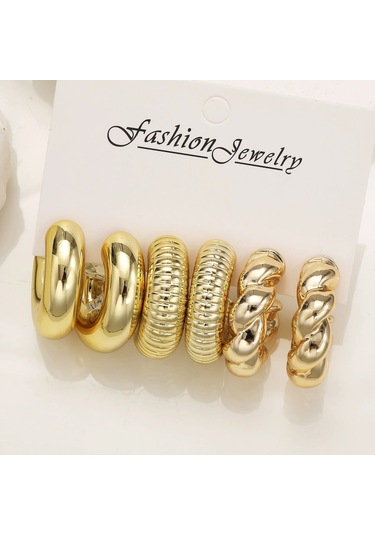 6 Adet Tıknaz Altın Kaplama Su Damlası Hoop Küpe Seti Kadınlar Için Avrupa Ve Aya5809801 1.50 CM-Gümüş