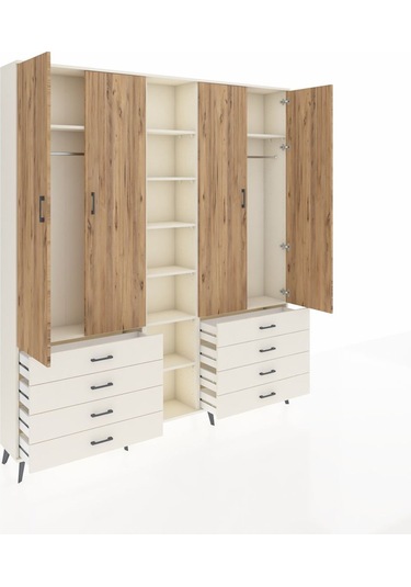 Arges Dolap 10 Raflı 8 Çekmeceli 2 Askılı 220x30x243 Aytaşı-çam/aytaşı Atlas Çam/aytası