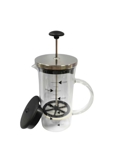 Metal Kapaklı French Press 350 Ml Bitki Çay Demleme Kupası Çift Kapaklı Metal Ve Plastik Kapak Gümüş Gri