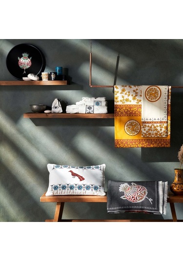 Karaca Home Paye Selçuklu Serisi Kuş Beyaz Nakışlı Amerikan Serv